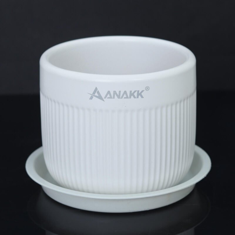 ANAKK Durable Round Flower Pots with Tray Simple Design Multipurpose Planting Containers for Gardening for Use